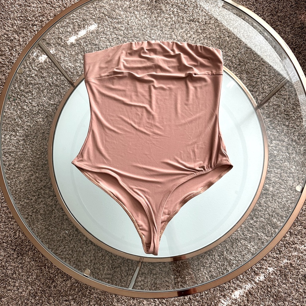 Fashion Nova Strapless Bodysuit Nude